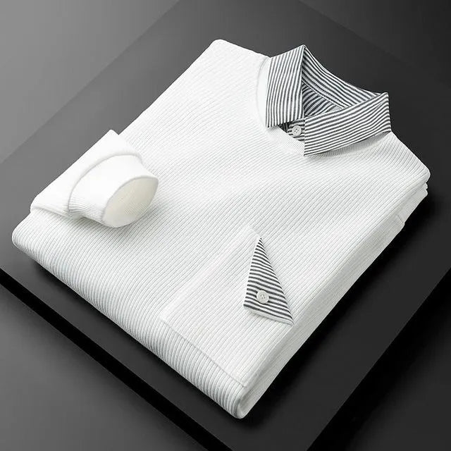 buy white ribbed collar tee