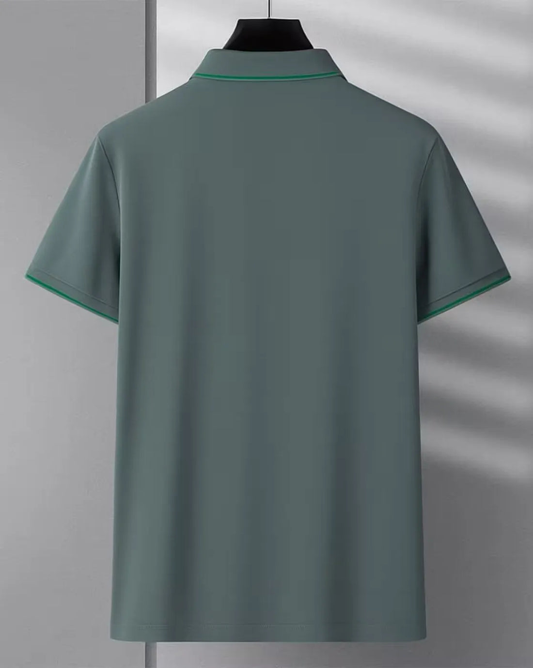 mens green piping polo