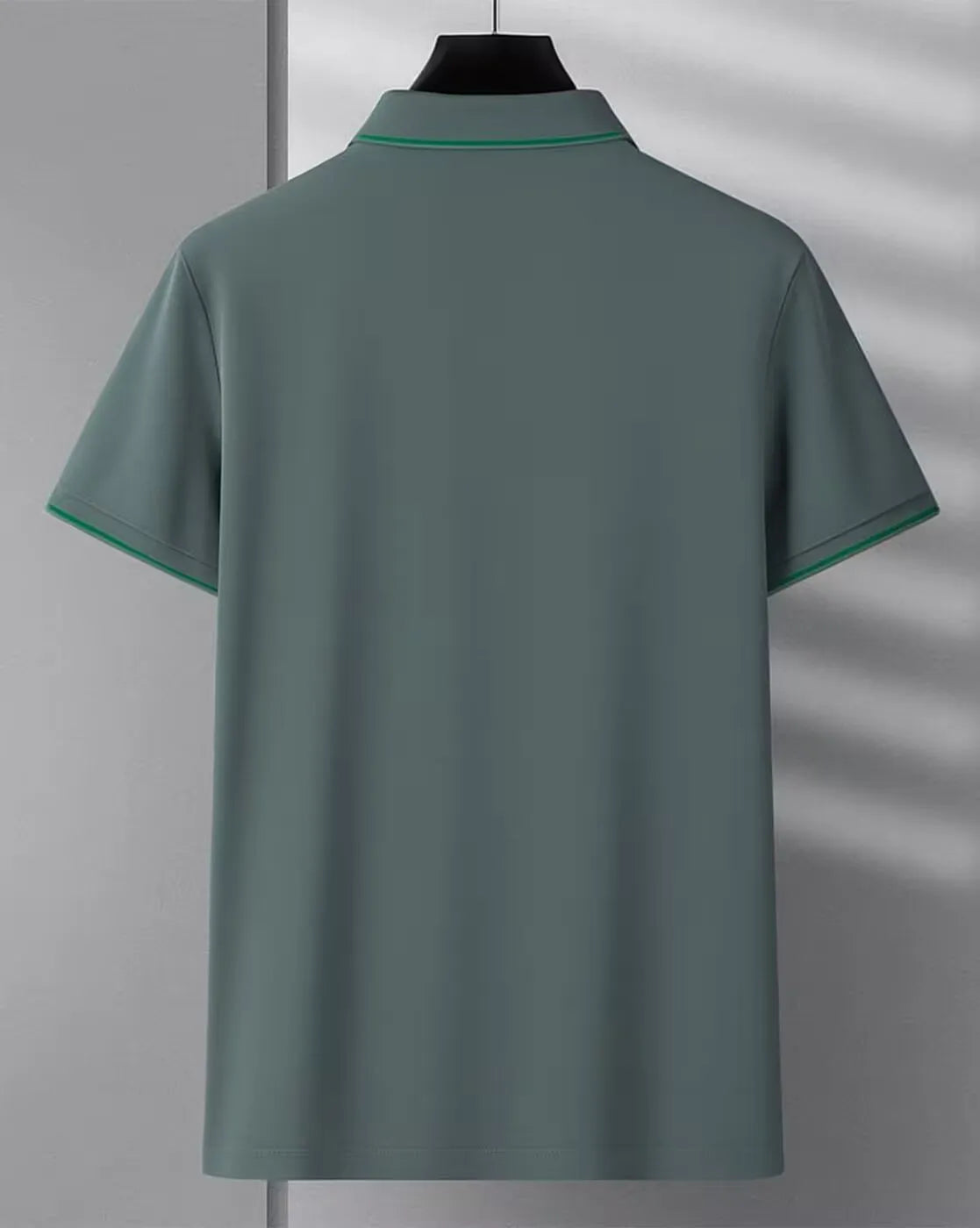 green piping collar polo