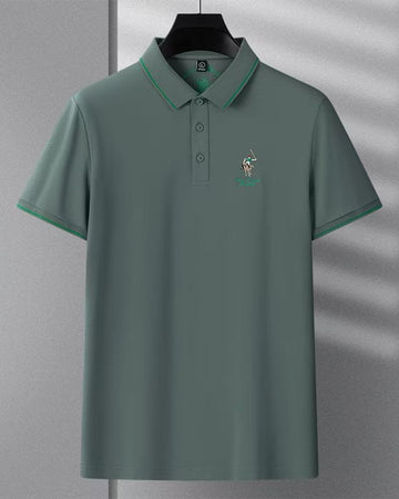 Men’s Green Polo T-Shirt with Green Piping Collar