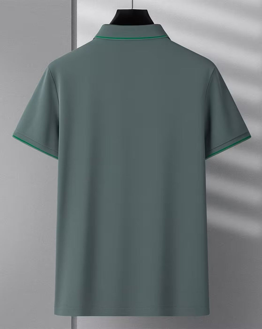 Men’s Green Polo T-Shirt with Green Piping Collar