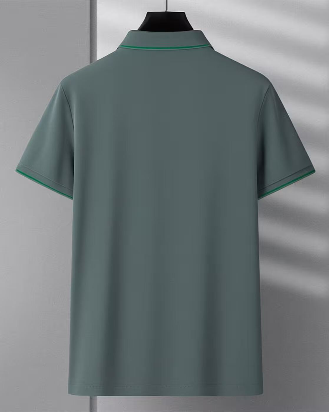 Green Polo T-Shirt with Green Piping Collar
