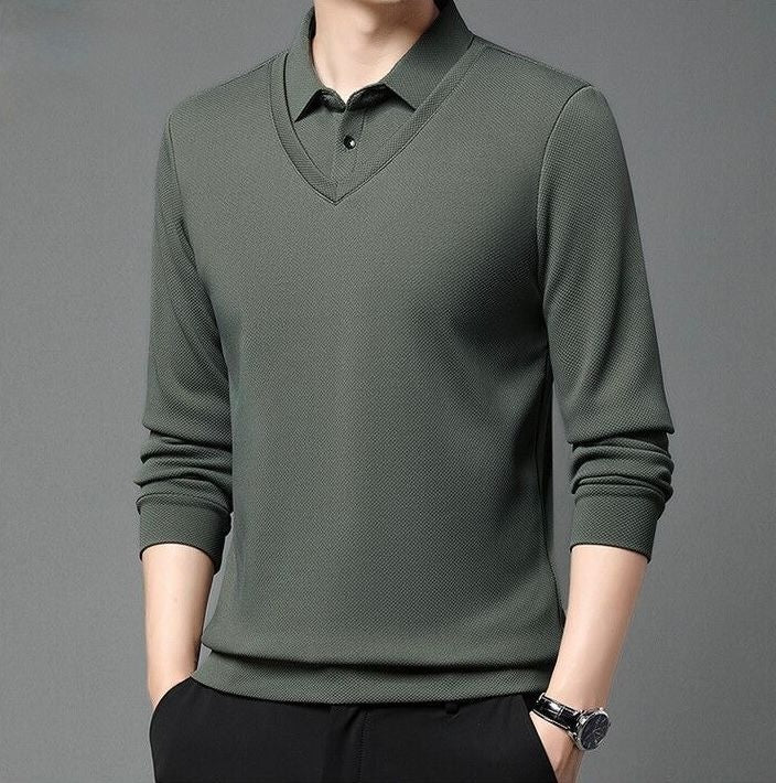 Buy Green Textured V-Neck Polo T-Shirt