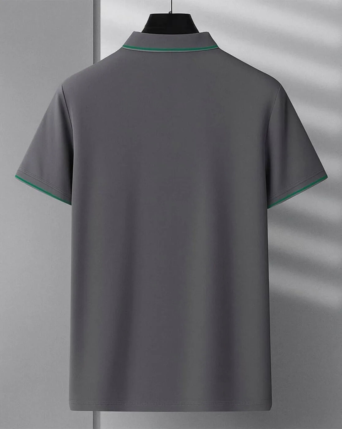 mens grey green pipe polo