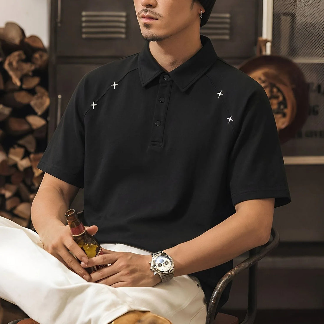 men black embroidered polo t-shirt