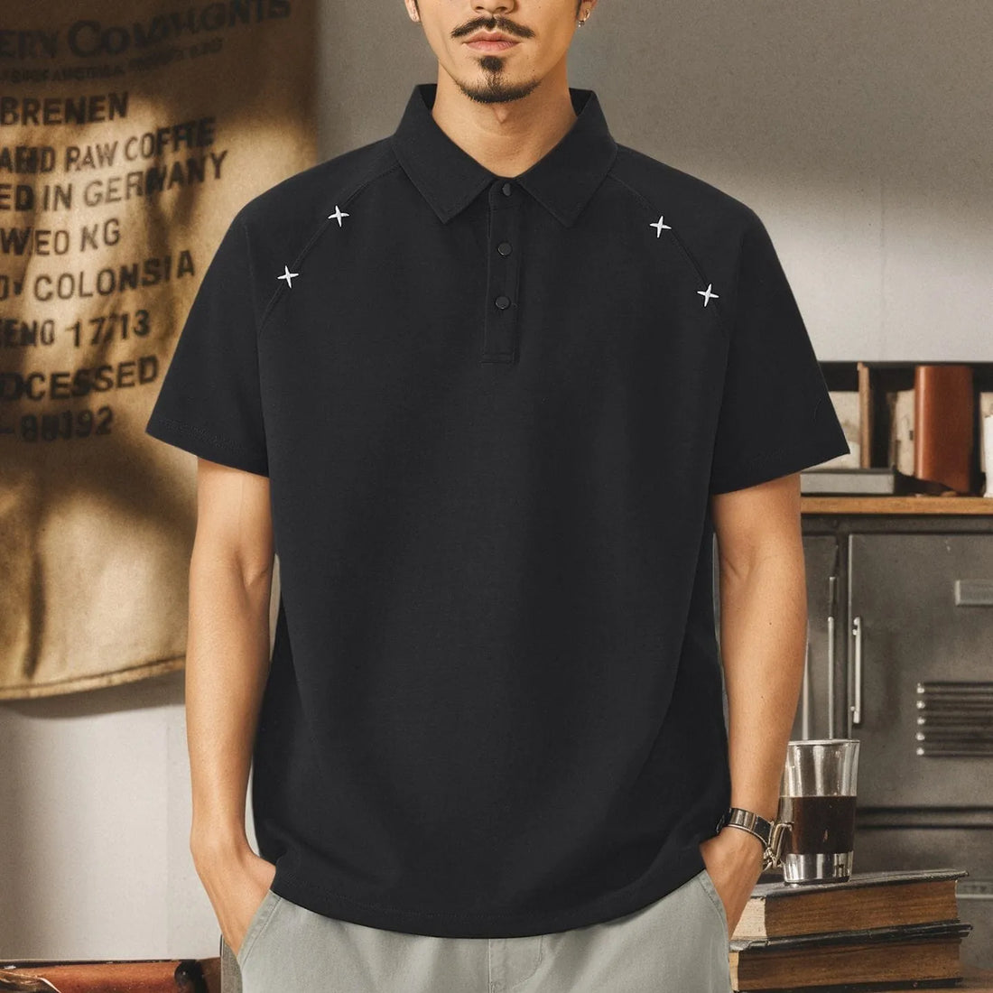 men black embroidered polo t-shirt