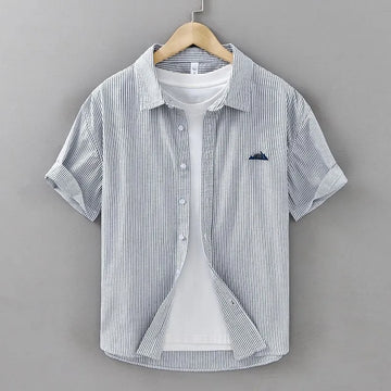 men grey striped casual shirt