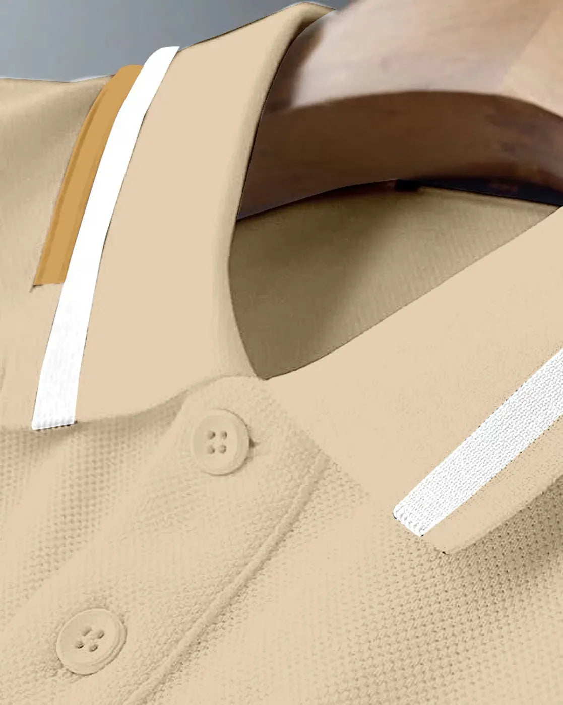mens beige polo collar