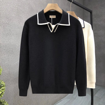 mens black knitted polo t-shirt