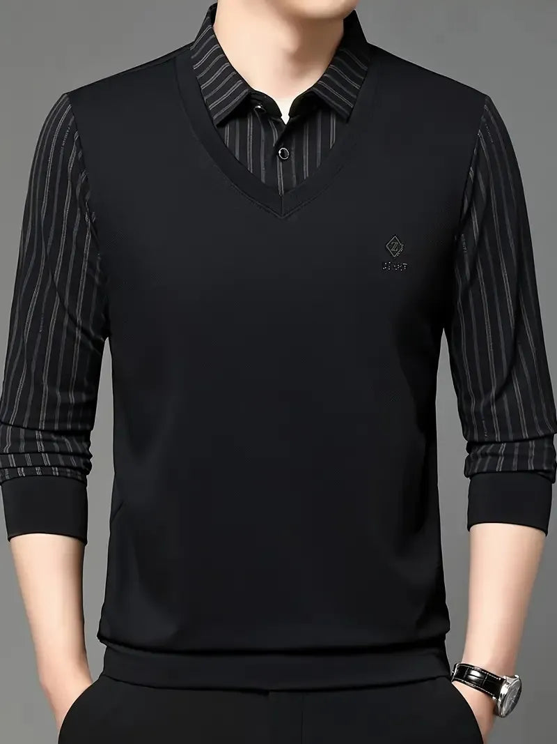 mens black vneck casual tee