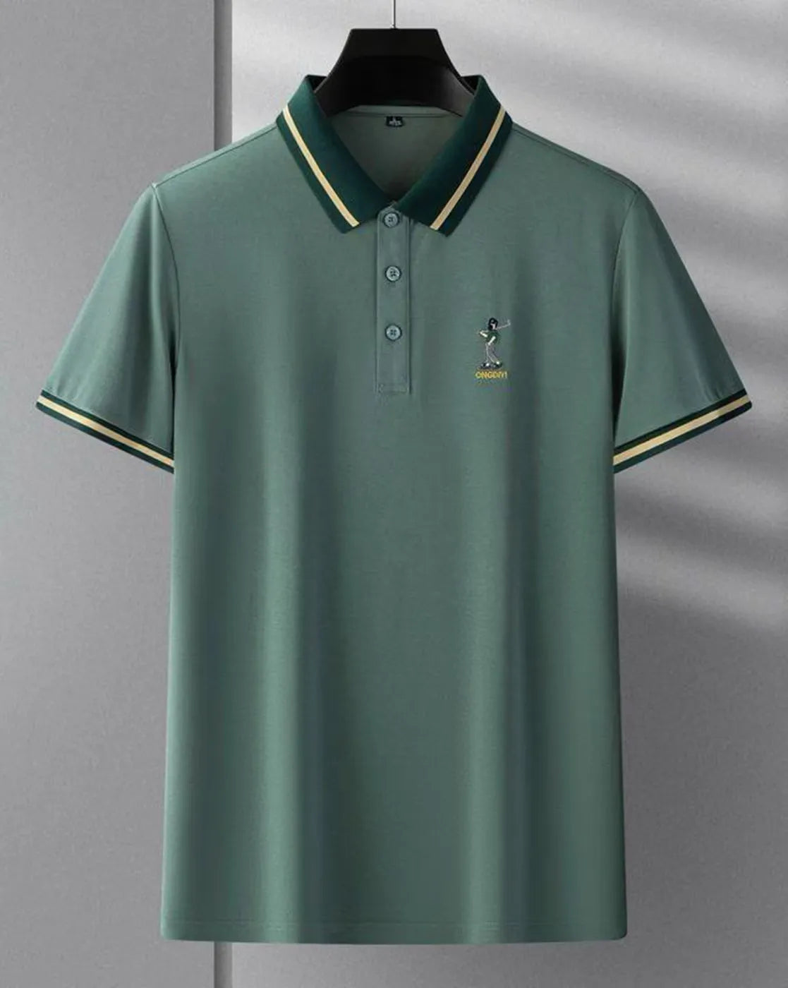 mens darkgreen collar polo