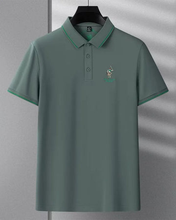 mens green piping polo