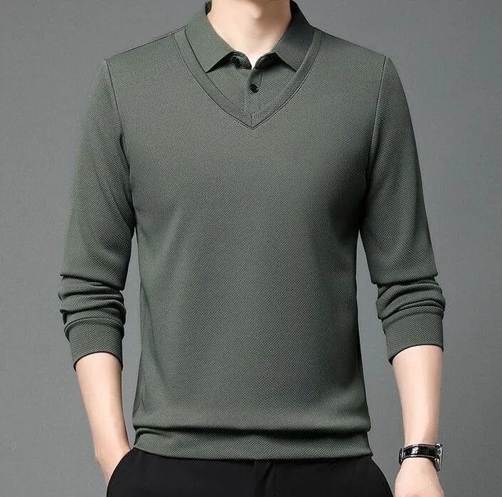 mens green vneck polo