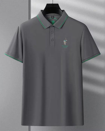 mens grey green pipe polo