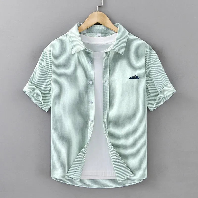 mens pista green striped casual shirt