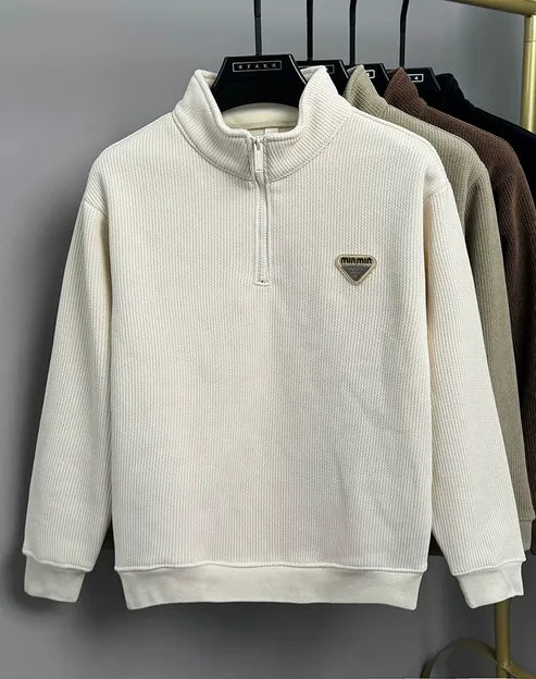 mens white halfzip knit