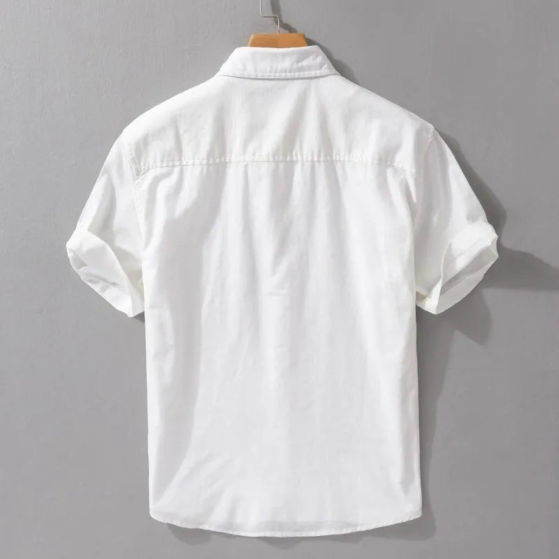 mens white shirt with black floral embroidery