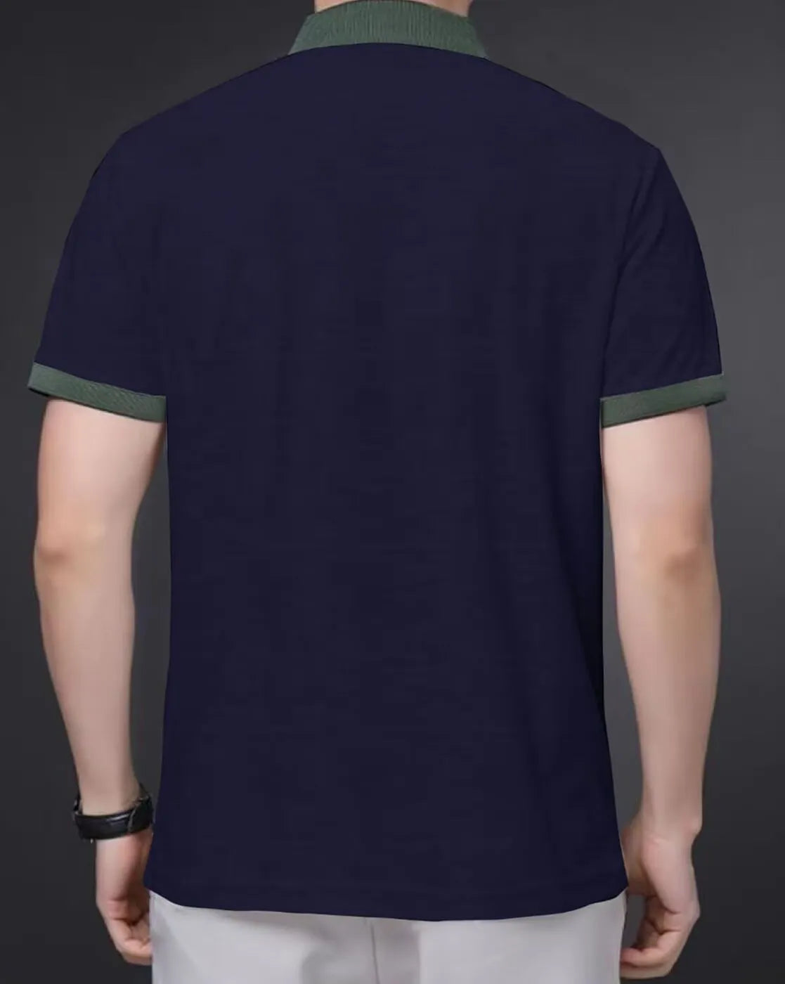 navy green collar polo