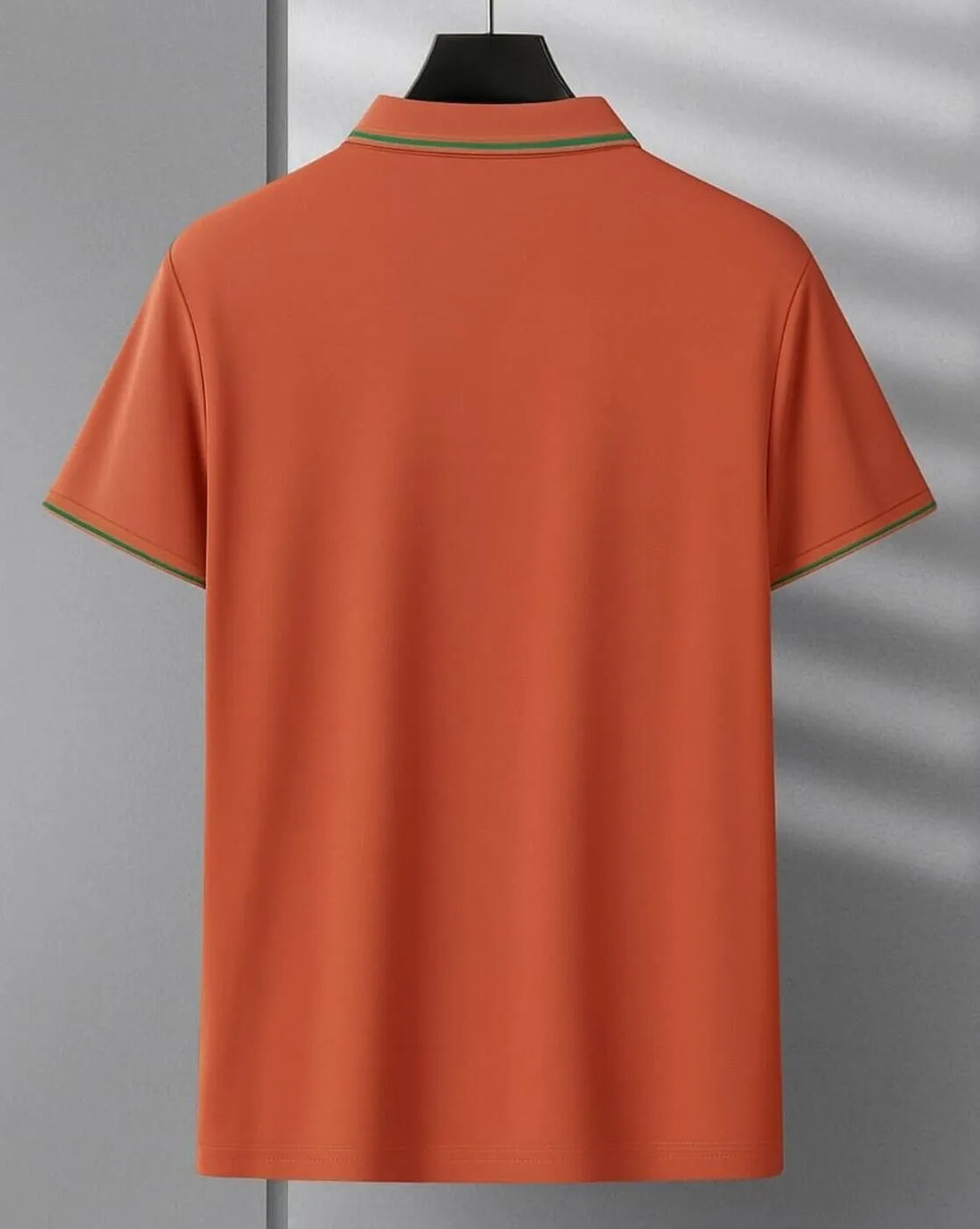 mens orange green pipe polo