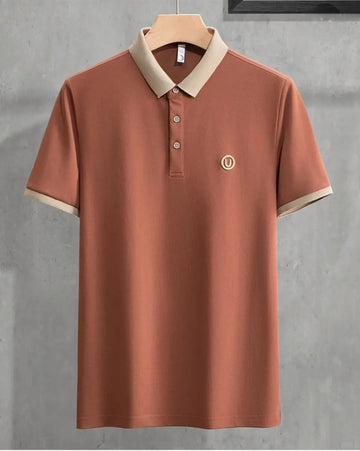 orange polo beige collar