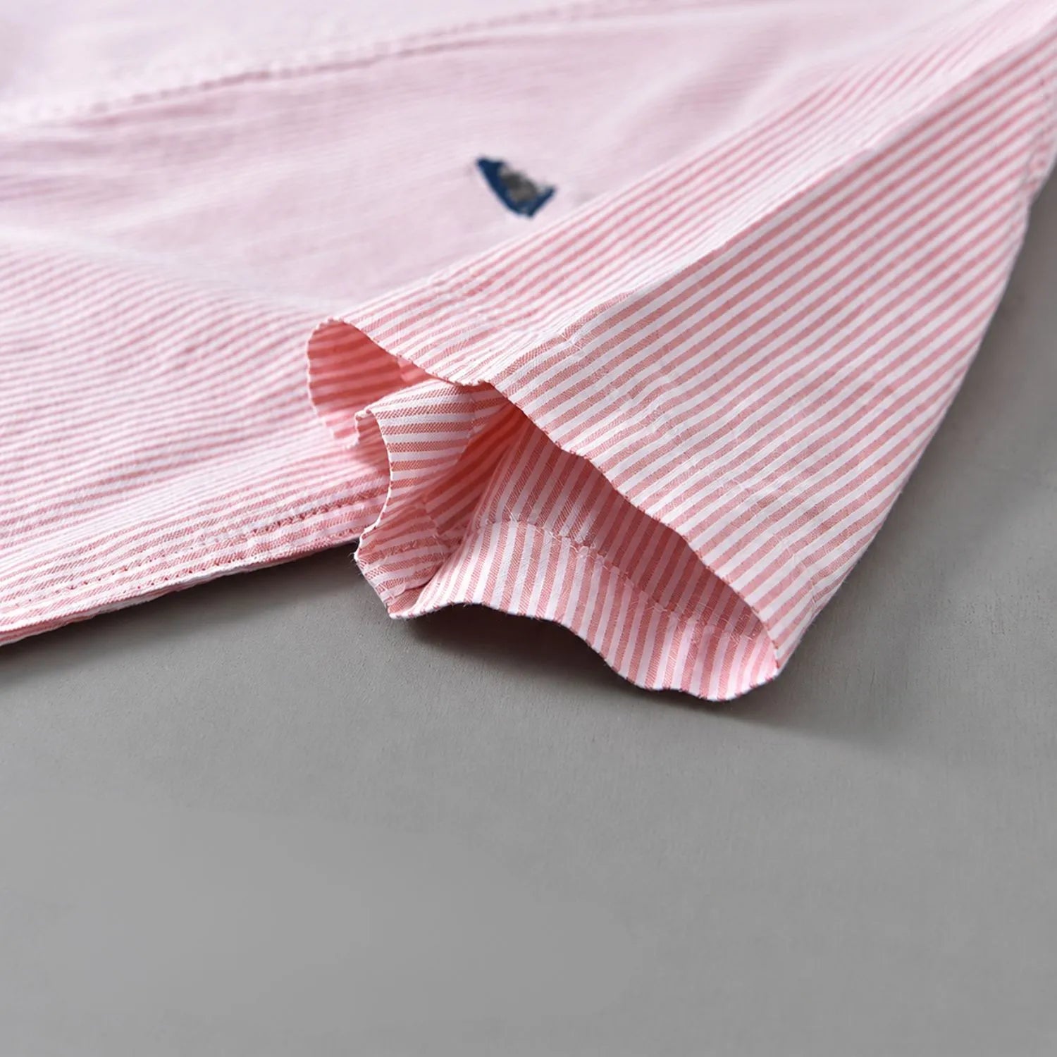 pink striped casual shirt for men