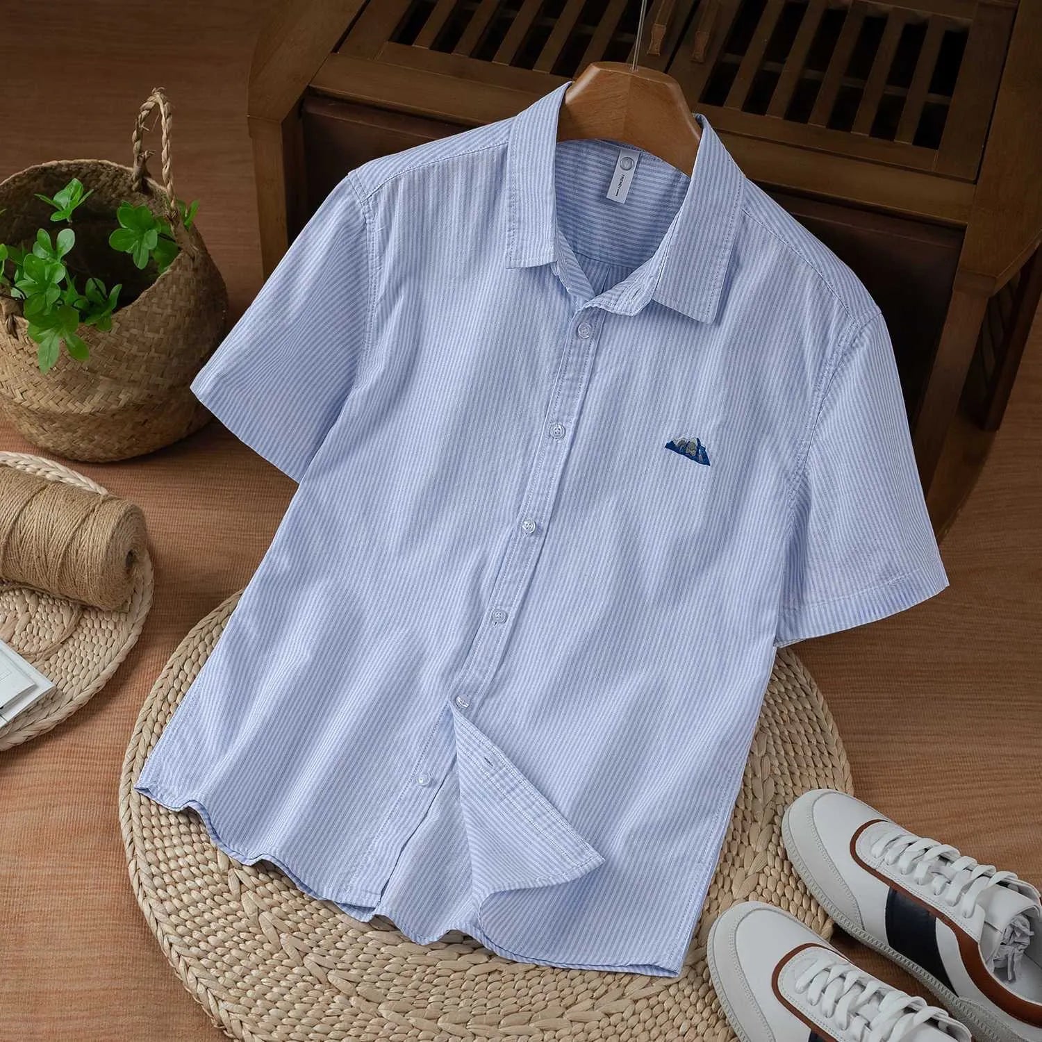 shop skyblue striped shirt