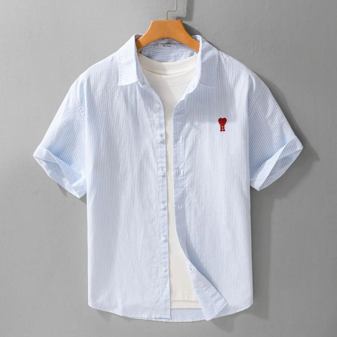 sky blue embroidered casual shirt