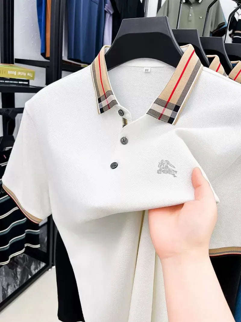 white check collar polo