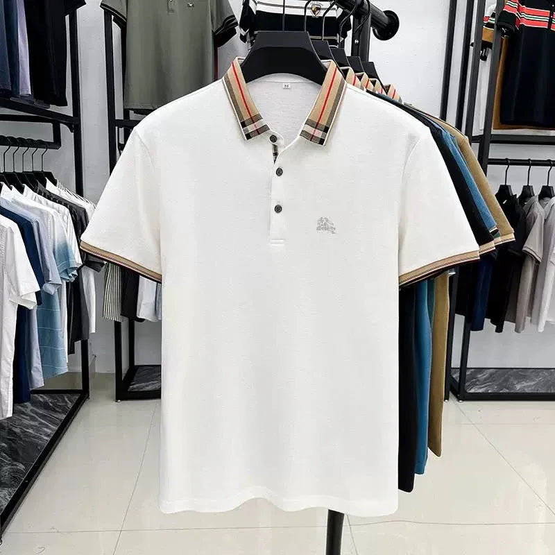 white contrast collar polo