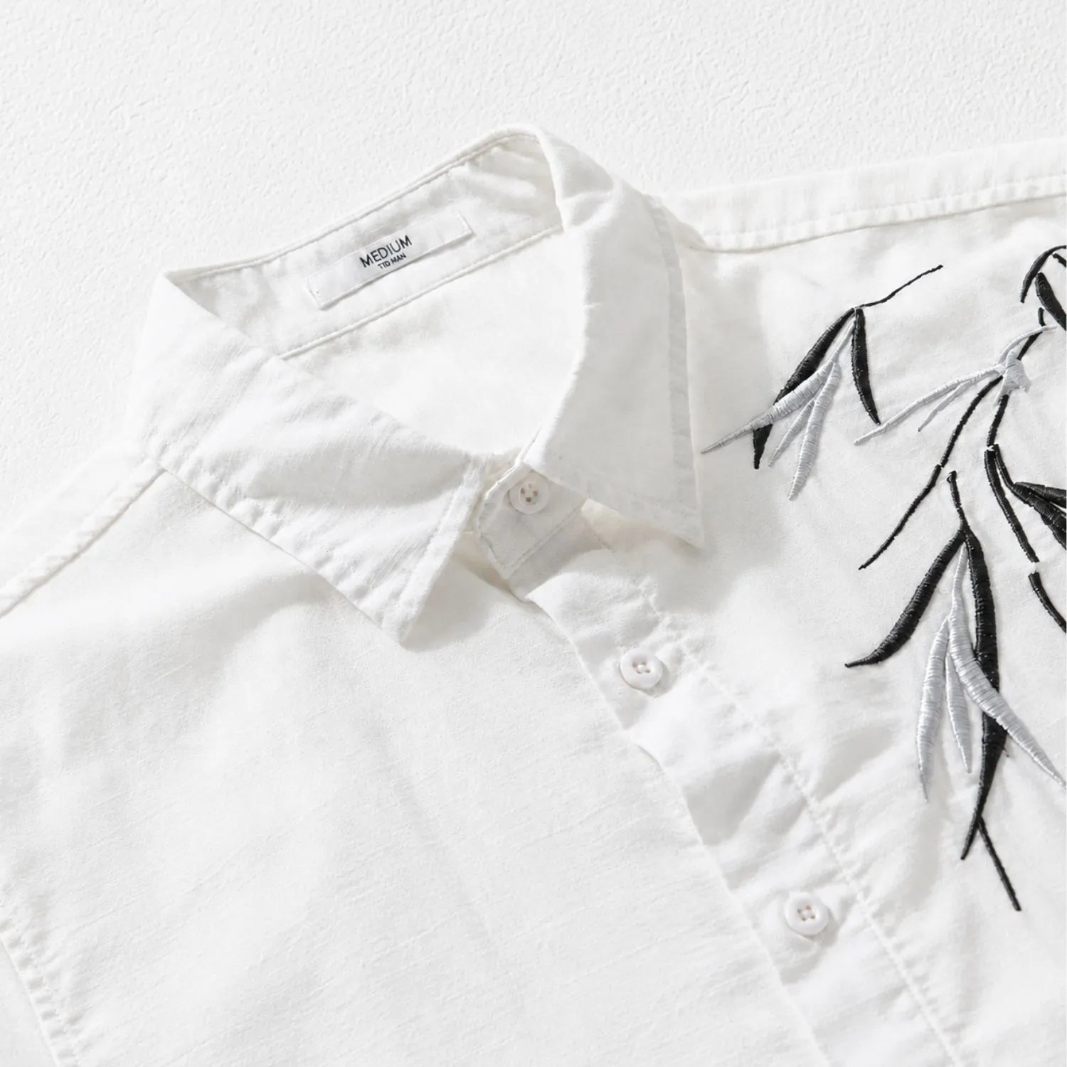 white embroidered casual shirt for men