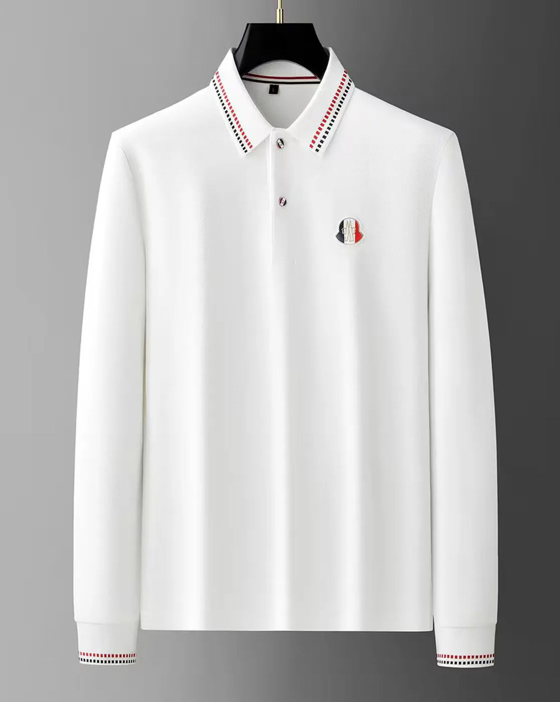white fullsleeve striped polo