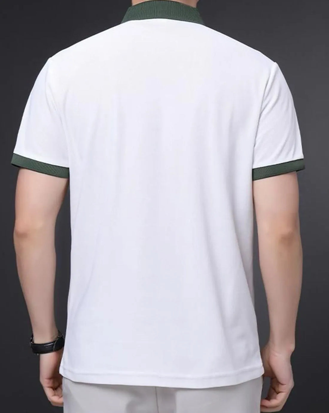 mens white green collar polo