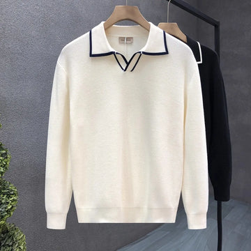 white knitted navy border