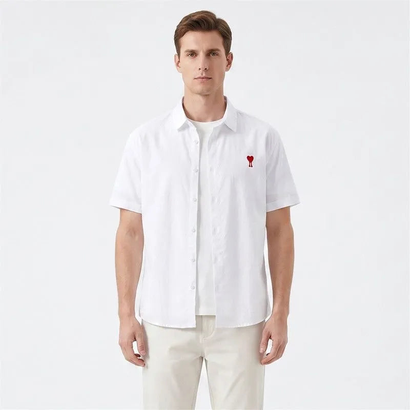 white embroidered short sleeve shirt detail