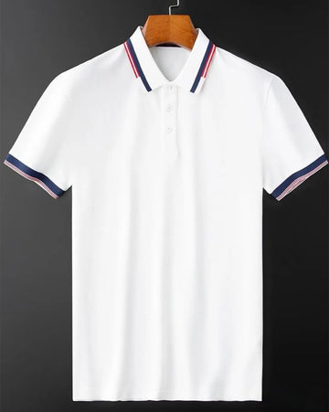 white polo navyred collar