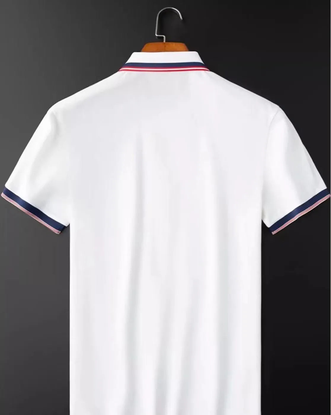 white polo striped collar