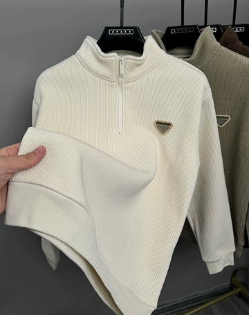 Buy White Half Zip Knitted T-Shirt